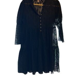 Free People Black Lace Midi Dress